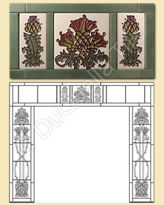 Fireplace Tile Layout Idea Based on Arts and Crafts Decorative Ceramic Art Tile 5021