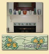 Fireplace surround tile based on decorative ceramic floral border tile FB5009 intallation